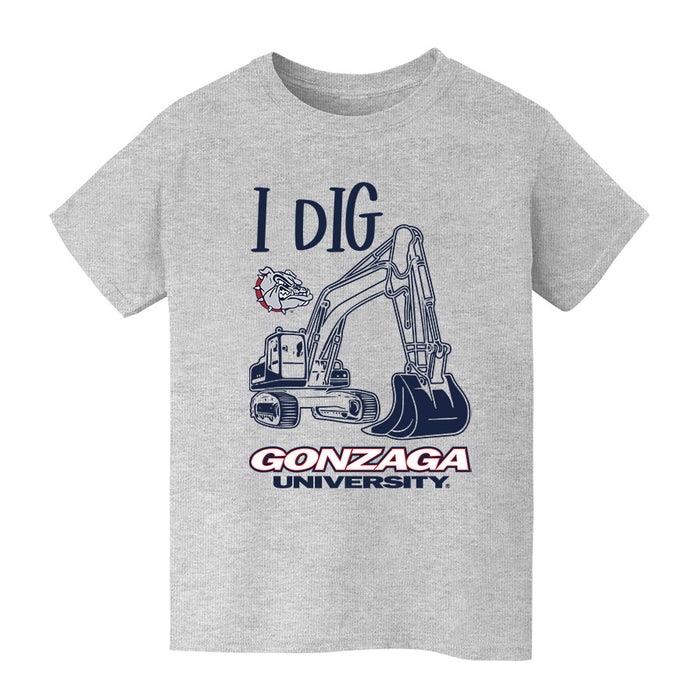 Gonzaga University Bulldogs Zags GU Vive La Fete Excavator Heather Grey Cotton Short Sleeve Tee