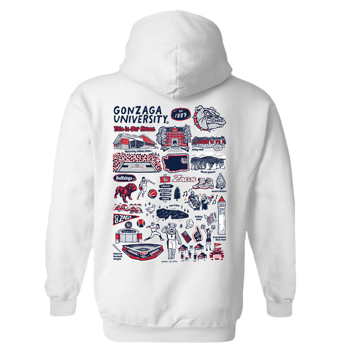 Gonzaga Bulldogs Zags GU Hand Sketched Artwork Cotton Fleece Women Hoodie - Vive La Fête - Online Apparel Store