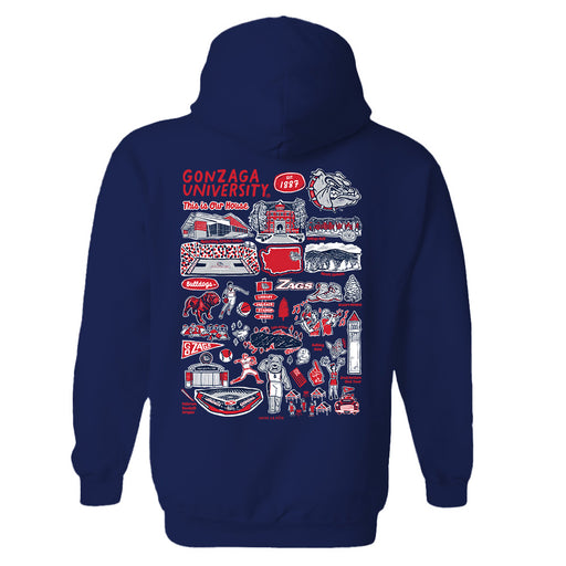 Gonzaga Bulldogs Zags GU Hand Sketched Artwork Cotton Fleece Women Hoodie - Vive La Fête - Online Apparel Store