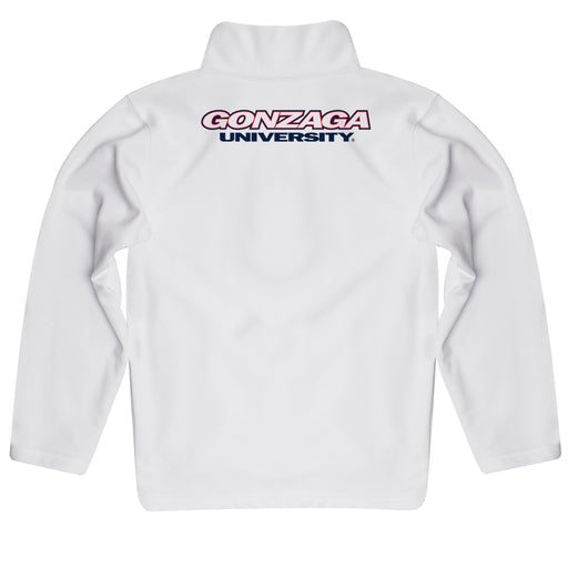 Gonzaga Bulldogs Zags Vive La Fete Logo and Mascot Name Womens White Quarter Zip Pullover - Vive La Fête - Online Apparel Store