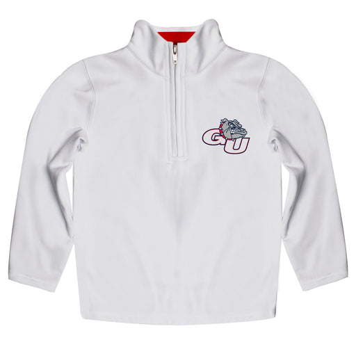 Gonzaga Bulldogs Zags Vive La Fete Logo and Mascot Name Womens White Quarter Zip Pullover