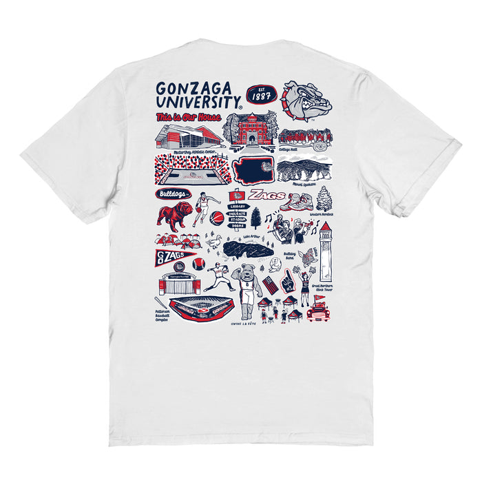 Gonzaga Bulldogs Zags GU Vive La Fete Impressions Artwork Womens Cotton Tshirt - Vive La Fête - Online Apparel Store