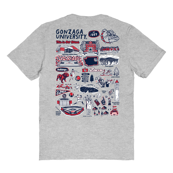 Gonzaga Bulldogs Zags GU Vive La Fete Impressions Artwork Womens Cotton Tshirt - Vive La Fête - Online Apparel Store