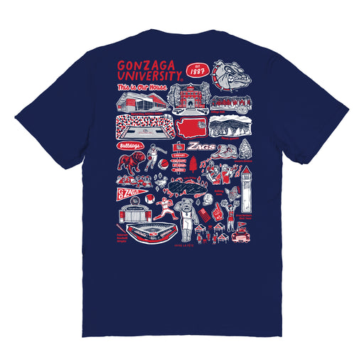 Gonzaga Bulldogs Zags GU Vive La Fete Impressions Artwork Womens Cotton Tshirt - Vive La Fête - Online Apparel Store