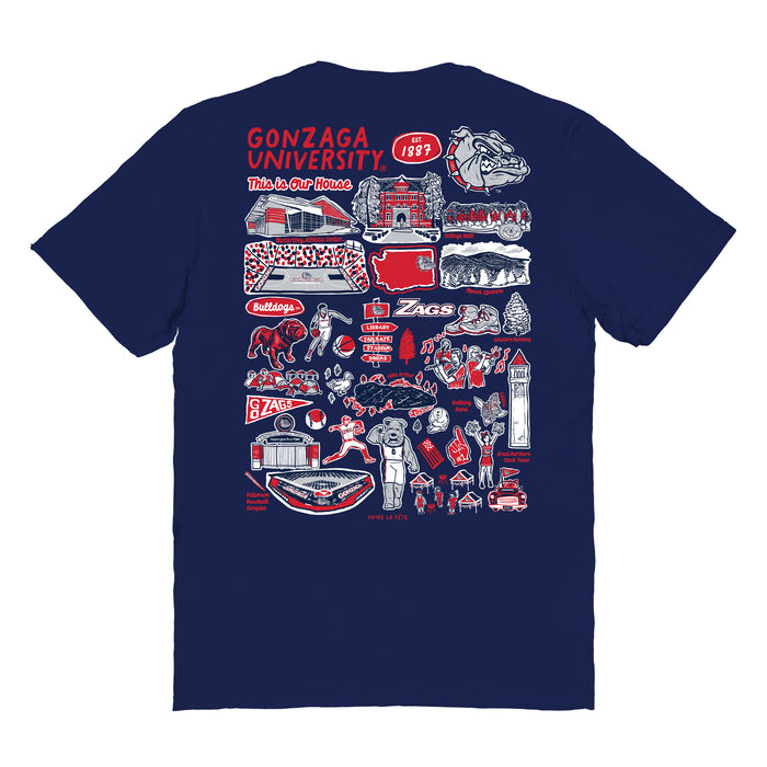 Gonzaga Bulldogs Zags GU Vive La Fete Impressions Artwork Womens Cotton Tshirt - Vive La Fête - Online Apparel Store