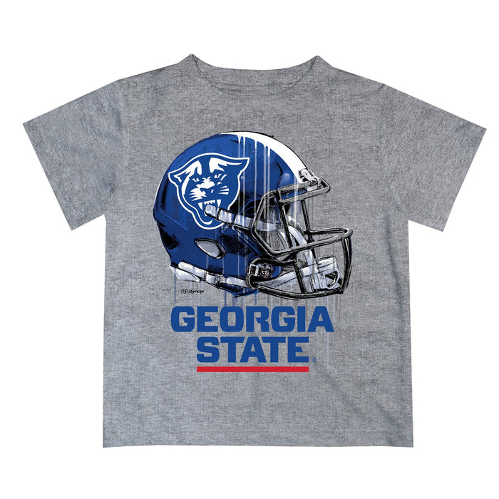 Georgia State Panthers Original Dripping Football Helmet Heather Gray T-Shirt by Vive La Fete