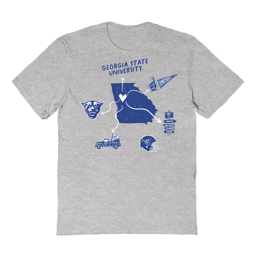 Georgia State Panthers Hand Sketched Vive La Fete Impressions Icones Kids Grey T-shirt