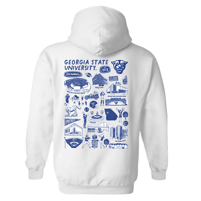 Georgia State Panthers Hand Sketched Artwork Cotton Fleece Women Hoodie - Vive La Fête - Online Apparel Store