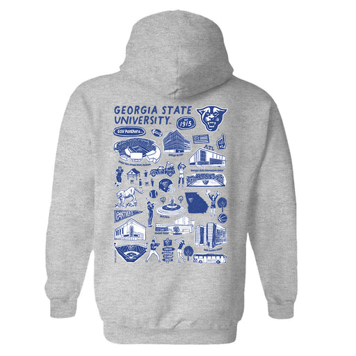 Georgia State Panthers Hand Sketched Artwork Cotton Fleece Women Hoodie - Vive La Fête - Online Apparel Store