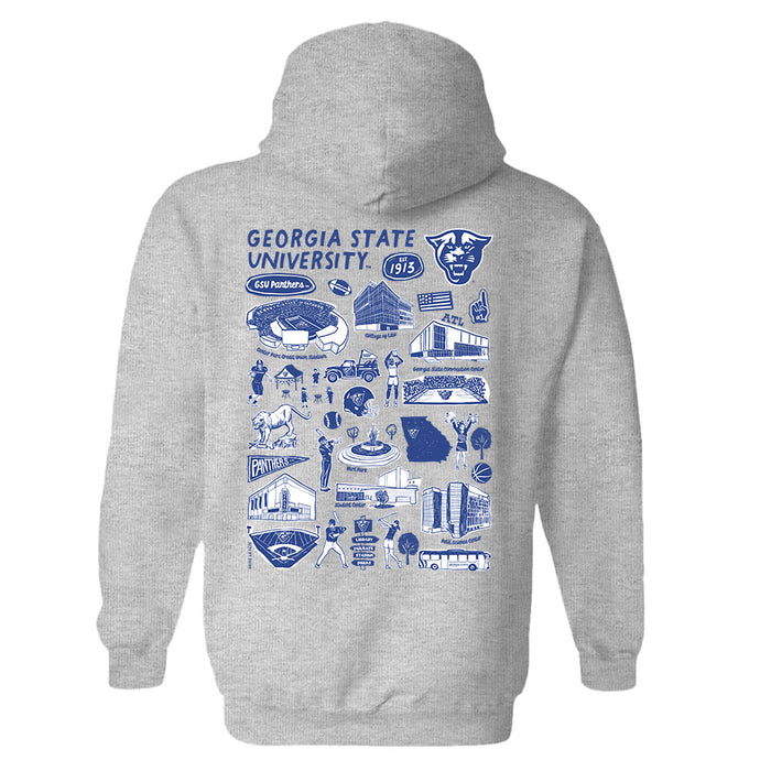 Georgia State Panthers Hand Sketched Artwork Cotton Fleece Women Hoodie - Vive La Fête - Online Apparel Store