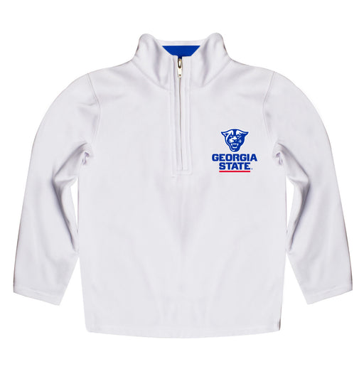 Georgia State Panthers Vive La Fete Logo and Mascot Name Womens White Quarter Zip Pullover