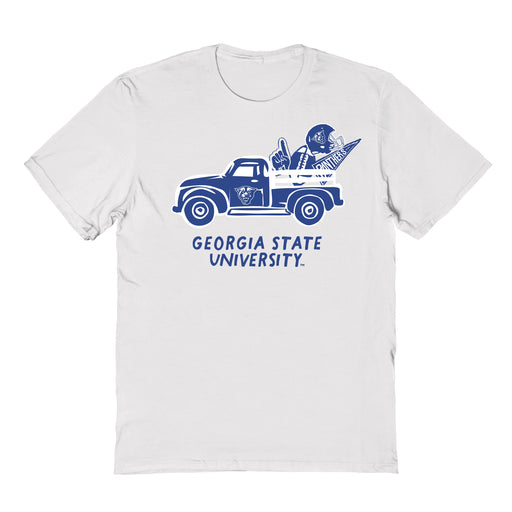 Georgia State Panthers Hand Sketched Vive La Fete Impressions Truck White T-shirt for Women
