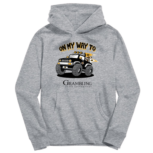 Grambling State Tigers GSU On My Way Monster Truck Heather Grey Cotton Youth Hoodie
