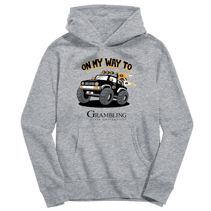 Grambling State Tigers GSU On My Way Monster Truck Heather Grey Cotton Youth Hoodie