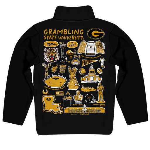 Grambling State Tigers GSU Hand Sketched Vive La Fete Impressions Artwork Black Boys Quarter Zip Pullover V1 - Vive La Fête - Online Apparel Store