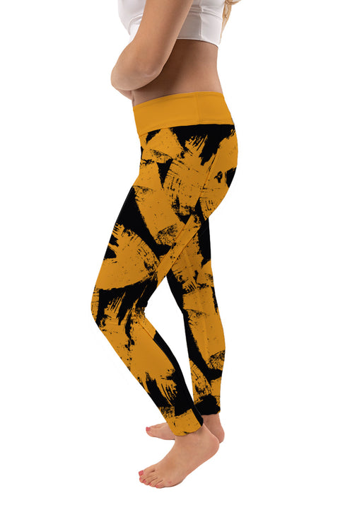 Grambling State Tigers GSU Vive La Fete Paint Brush Logo on Waist Women Gold Yoga Leggings - Vive La Fête - Online Apparel Store