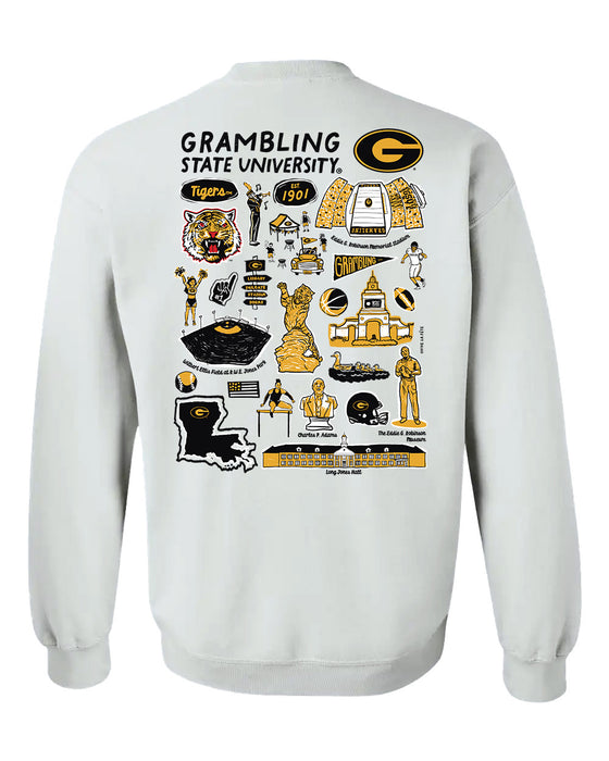 Grambling State Tigers GSU Hand Sketched Artwork Black Crewneck Sweatshirt for Women - Vive La Fête - Online Apparel Store