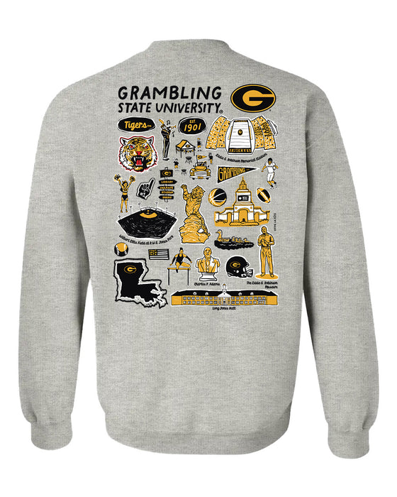 Grambling State Tigers GSU Hand Sketched Artwork Black Crewneck Sweatshirt for Women - Vive La Fête - Online Apparel Store