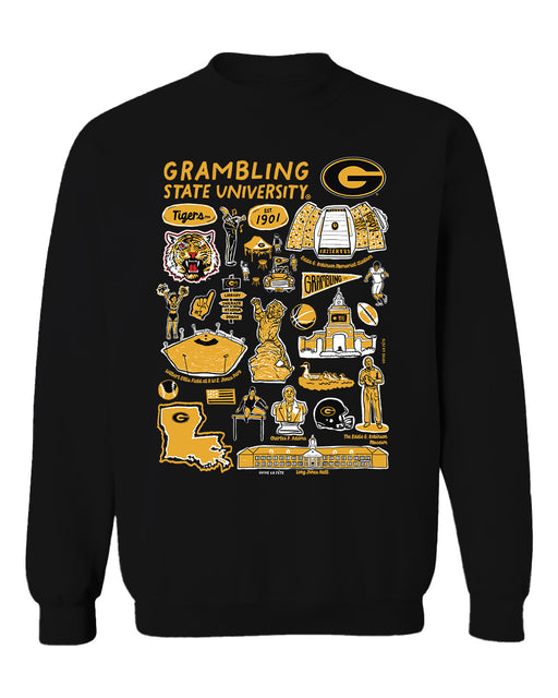 Grambling State Tigers GSU Vive La Fete Impressions Black Cotton Crewneck Sweatshirt for Women