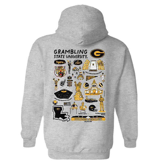 Grambling State Tigers GSU Hand Sketched Artwork Cotton Fleece Women Hoodie - Vive La Fête - Online Apparel Store