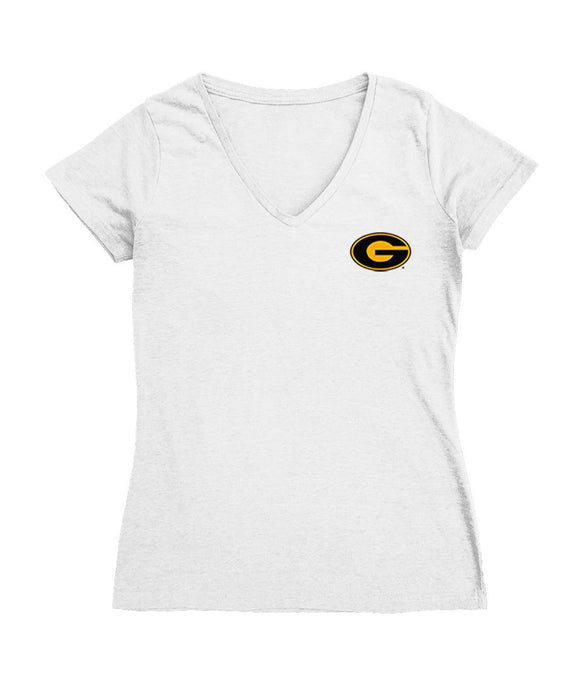 Grambling State Tigers GSU Hand Sketched Vive La Fete Impressions Artwork White Women Cotton Short Sleeve V-Neck Tshirt