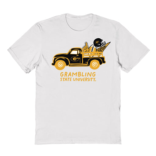 Grambling State Tigers GSU Hand Sketched Vive La Fete Impressions Truck White T-shirt for Women