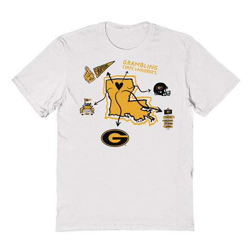 Grambling State Tigers GSU Hand Sketched Vive La Fete Impressions Icones White T-shirt for Women