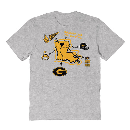 Grambling State Tigers GSU Hand Sketched Vive La Fete Impressions Icones Grey T-shirt for Women