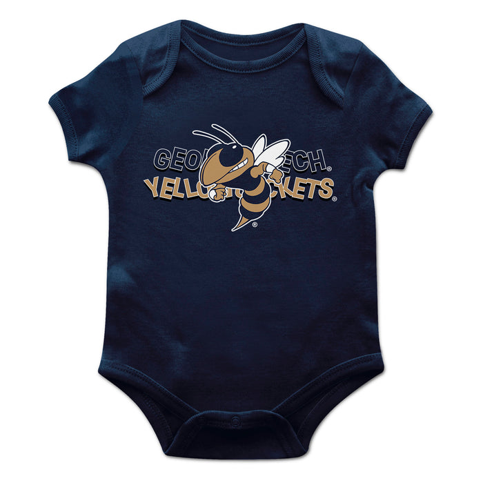 Georgia Tech Yellow Jackets Vive La Fete Infant Game Day Navy Short Sleeve Bodysuit