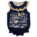 Georgia Tech Yellow Jackets  Navy Hand Sketched Vive La Fete Impressions Artwork Sleeveless Ruffle Onesie Bodysuit