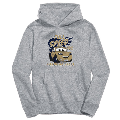 Georgia Tech Yellow Jackets Full Speed Heather Grey Cotton Youth Hoodie