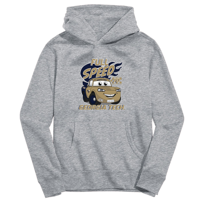 Georgia Tech Yellow Jackets Full Speed Heather Grey Cotton Youth Hoodie