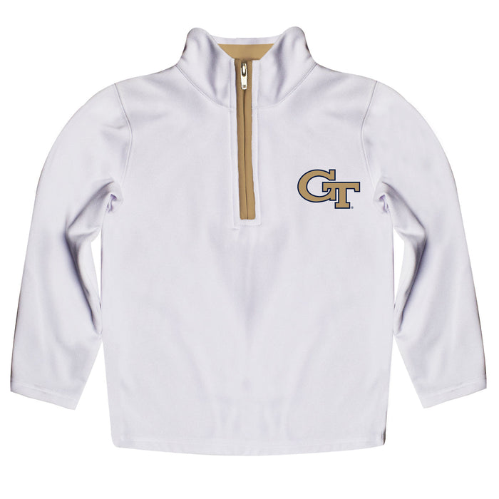 Georgia Tech Yellow Jackets Hand Sketched Vive La Fete Impressions Artwork  White Quarter Zip Pullover V1