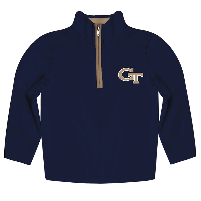 Georgia Tech Yellow Jackets Hand Sketched Vive La Fete Impressions Artwork  Navy Quarter Zip Pullover V1