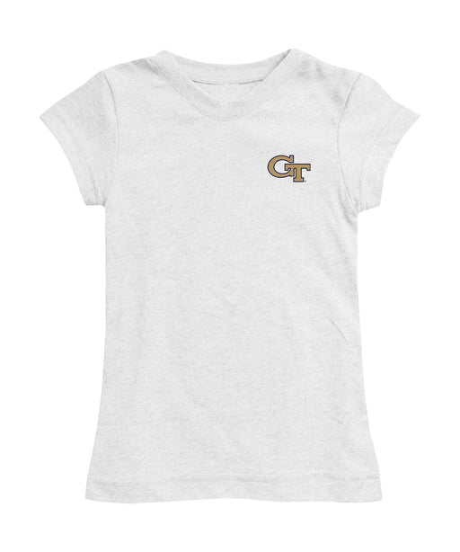 Georgia Tech Yellow Jackets Hand Sketched Vive La Fete Impressions Artwork White Girls Cotton Short Sleeve Tee