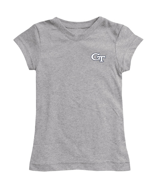 Georgia Tech Yellow Jackets Hand Sketched Vive La Fete Impressions Artwork Grey Girls Cotton Short Sleeve Tee