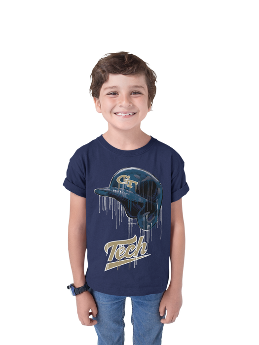 Georgia Tech Yellow Jackets Original Dripping Baseball Helmet T-Shirt Cotton by Vive La Fete - Vive La Fête - Online Apparel Store