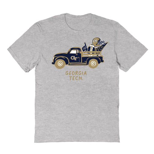 Georgia Tech Yellow Jackets Hand Sketched Vive La Fete Impressions Truck Kids Grey Cotton T-shirt