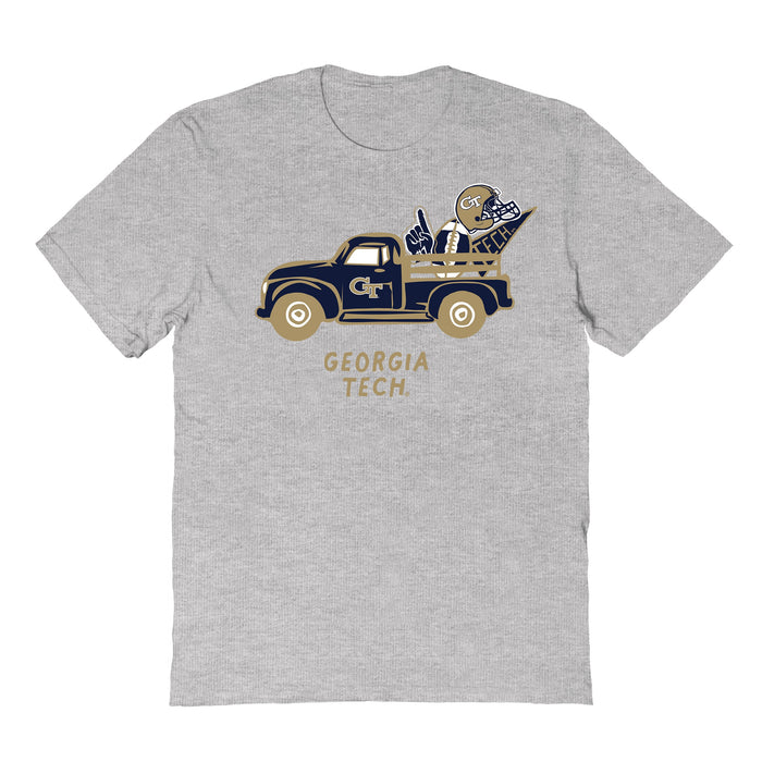 Georgia Tech Yellow Jackets Hand Sketched Vive La Fete Impressions Truck Kids Grey Cotton T-shirt