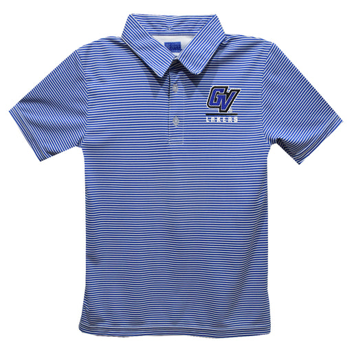 Grand Valley State Lakers Embroidered Royal Stripes Short Sleeve Polo Box Shirt