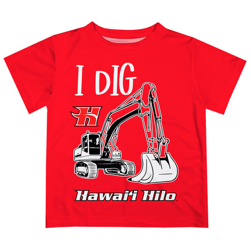Hawaii Hilo Vulcans Vive La Fete Excavator Boys Game Day Red Short Sleeve Tee