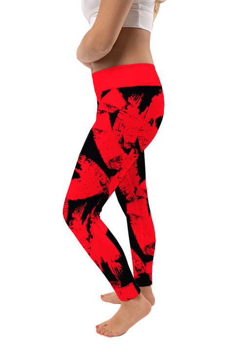 Hawaii Hilo Vulcans Vive La Fete Paint Brush Logo on Waist Women Red Yoga Leggings - Vive La Fête - Online Apparel Store