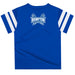 Hampton University Pirates Vive La Fete Boys Game Day Blue Short Sleeve Tee with Stripes on Sleeves - Vive La Fête - Online Apparel Store