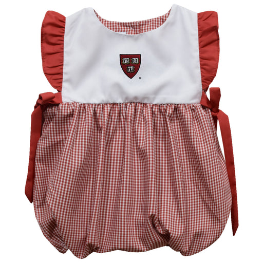 Harvard University Embroidered Red Gingham Girls Bubble