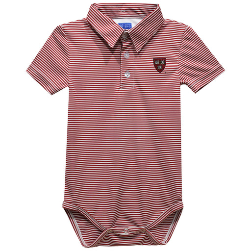 Harvard University Embroidered Red Stripe Knit Boys Polo Bodysuit