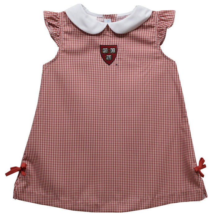 Harvard University Embroidered Red Gingham A Line Dress