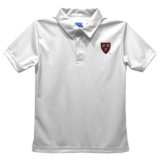 Harvard University Embroidered White Short Sleeve Polo Box Shirt