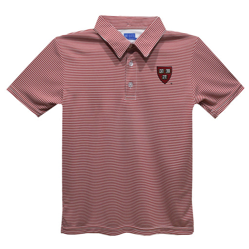 Harvard University Embroidered Red Stripes Short Sleeve Polo Box Shirt