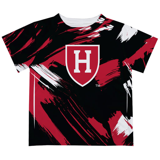 Harvard Crimson Vive La Fete Boys Game Day Black Short Sleeve Tee Paint Brush