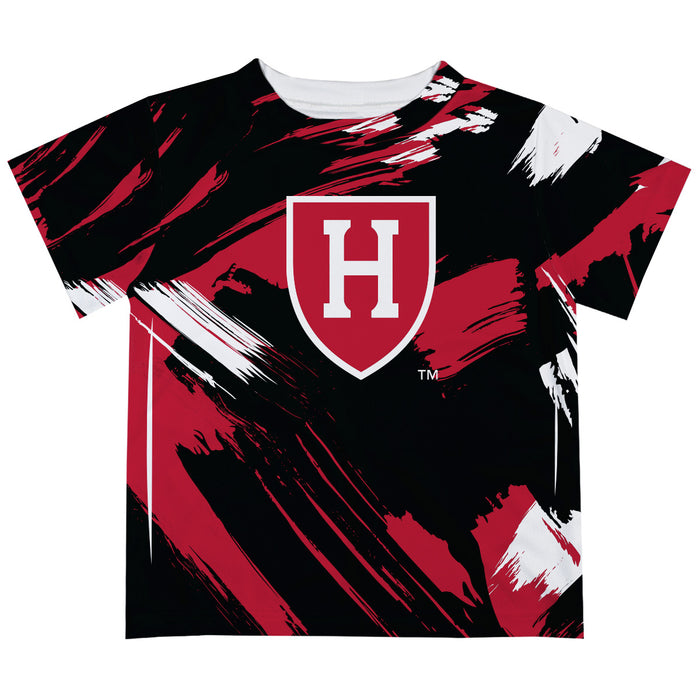 Harvard Crimson Vive La Fete Boys Game Day Black Short Sleeve Tee Paint Brush